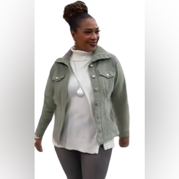 DG2 by Diane Gilman Jackets & Blazers - DG2 by Diane Gilman Stretch Corduroy Button-Front Jacket Olive XL